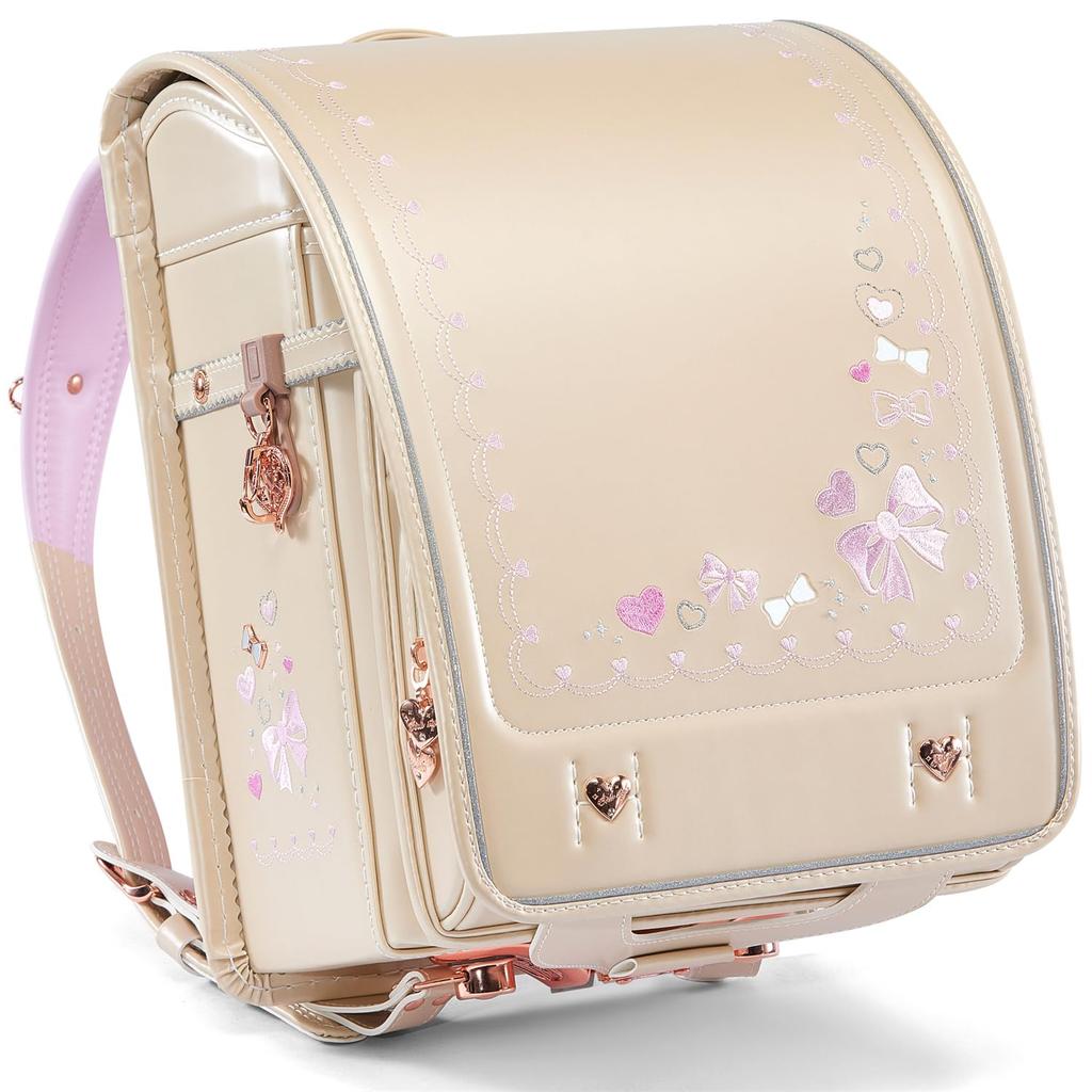 Coulomb Schoolbag for Premium Faux Leather and Pearl Heart Bow Transparent Backpack Shoe and Other Bonuses Girls, Fabric, One-Touch Lock, &