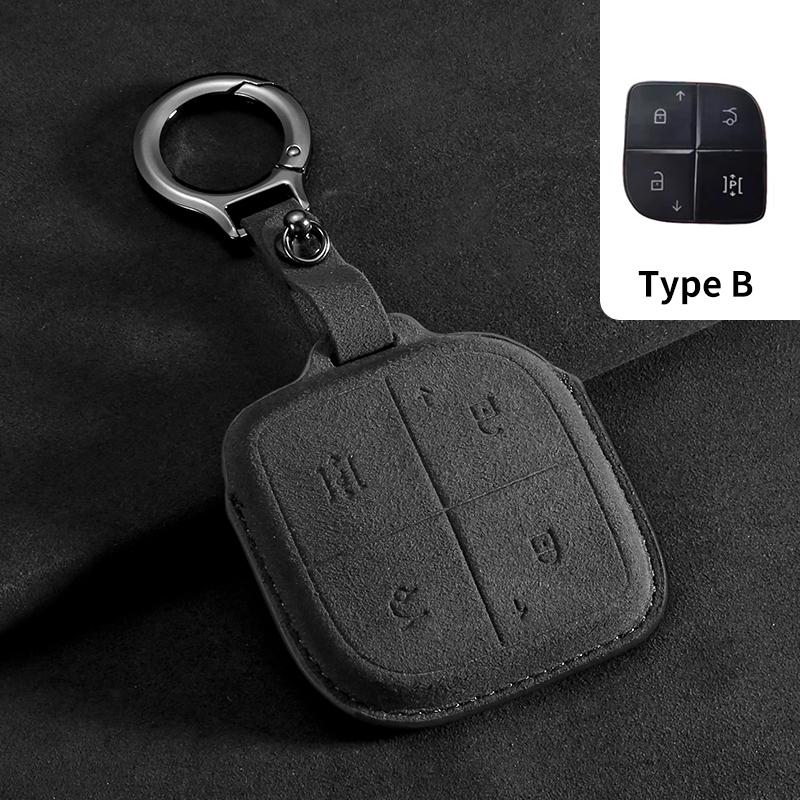 Suede Car Remote Key Case Cover Shell Holder Fob Keychain For LYNK&CO 08 2022 2023 2024 LYNK CO 08 for LYNKCO 01 02 03 05 06 09