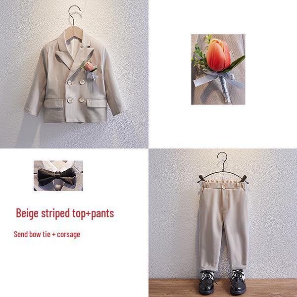 Dětský kostkovaný dvouřadý oblek - Britský styl jarní formální šaty