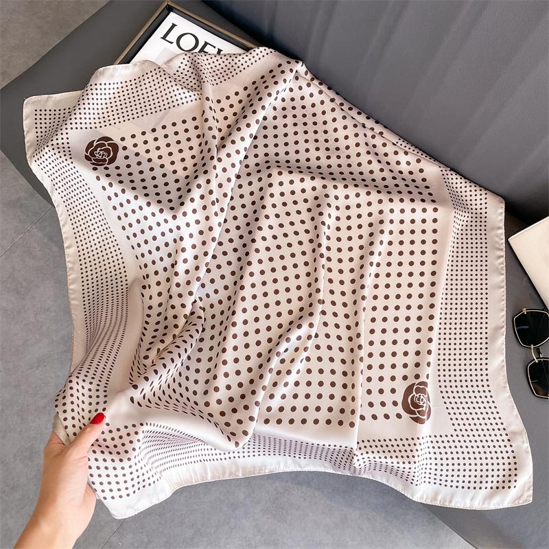 Print Satin Silk Square Scarf Hijab Women Bandana 90CM Headscarves Neckerchief Ladies Muffler Shawl Wrap Foulard Headband
