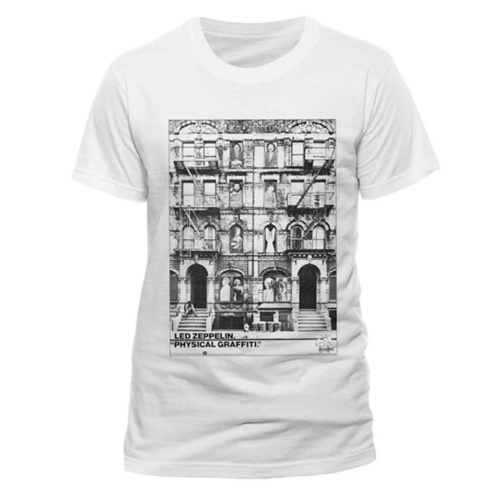 Men s Led Zeppelin Physical Graffiti Slim Fit T-shirt Small White XS