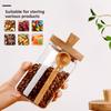 Glass Jar Grains Coffee Bean Tealeaf Storage Containers with Wood Spoon Lid Clear Spice Jar Bottle Kitchen Organizer
