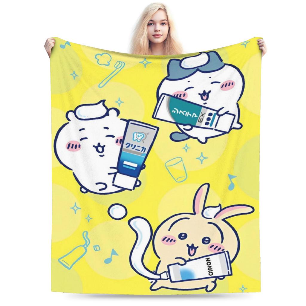 Chiikawa Cute Cartoon Manga Blanket Hachiware Usagi Wool Vintage Soft Throw Blanket for Home Decoration