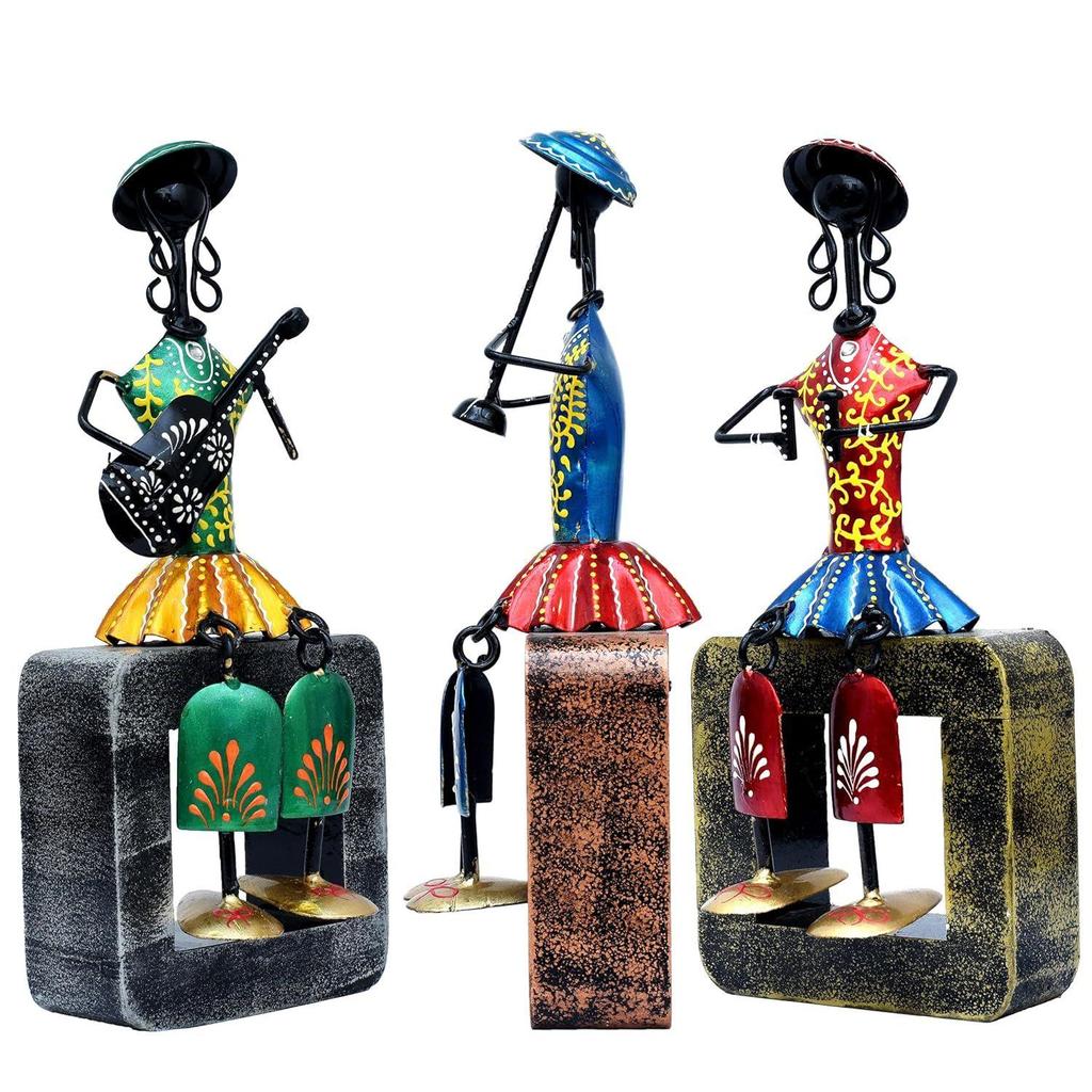 Musician Dolls Wall Hanging Metal Showpieces Handmade Iron Home Decor Tabletop Statues for Living Room