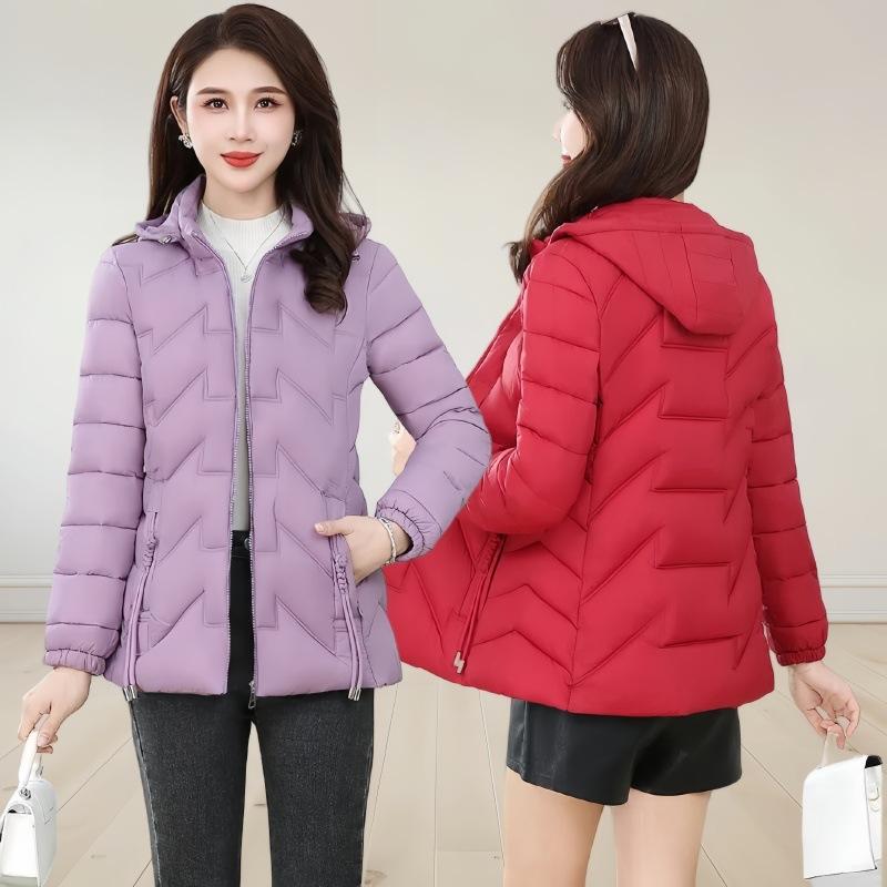Casaco Acolchoado de Penas Feminino Curto Inverno Estilo Ocidental Casaco Acolchoado Leve Casaco Acolchoado para Mãe Casaco Emagrecedor