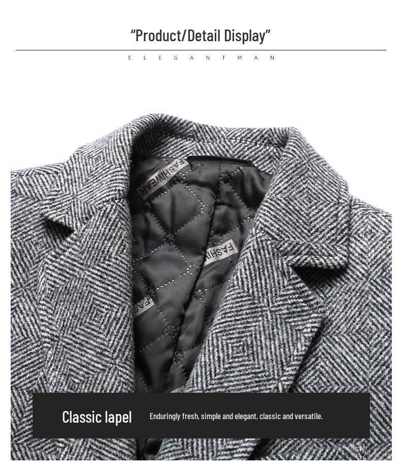 Men's Double-Sided Wool Coat: Thickened, Long-Style, Plus-Size, Autumn and Winter Outerwear