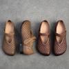 Johnature Bombas Retro Cuero Genuino Suela Suave Gancho y Lazo Cómodos Zapatos de Mujer Versátiles