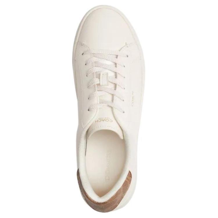 Coach Highline Synthetic Leather Round Toe Lace-Up Low-Top Sneakers Women sneakers White CY198-XH8