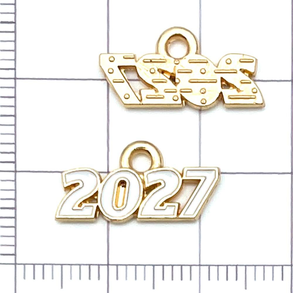 Set of 10 Colorful 2027 Enamel Alloy Number Charms for DIY Jewelry & Accessories