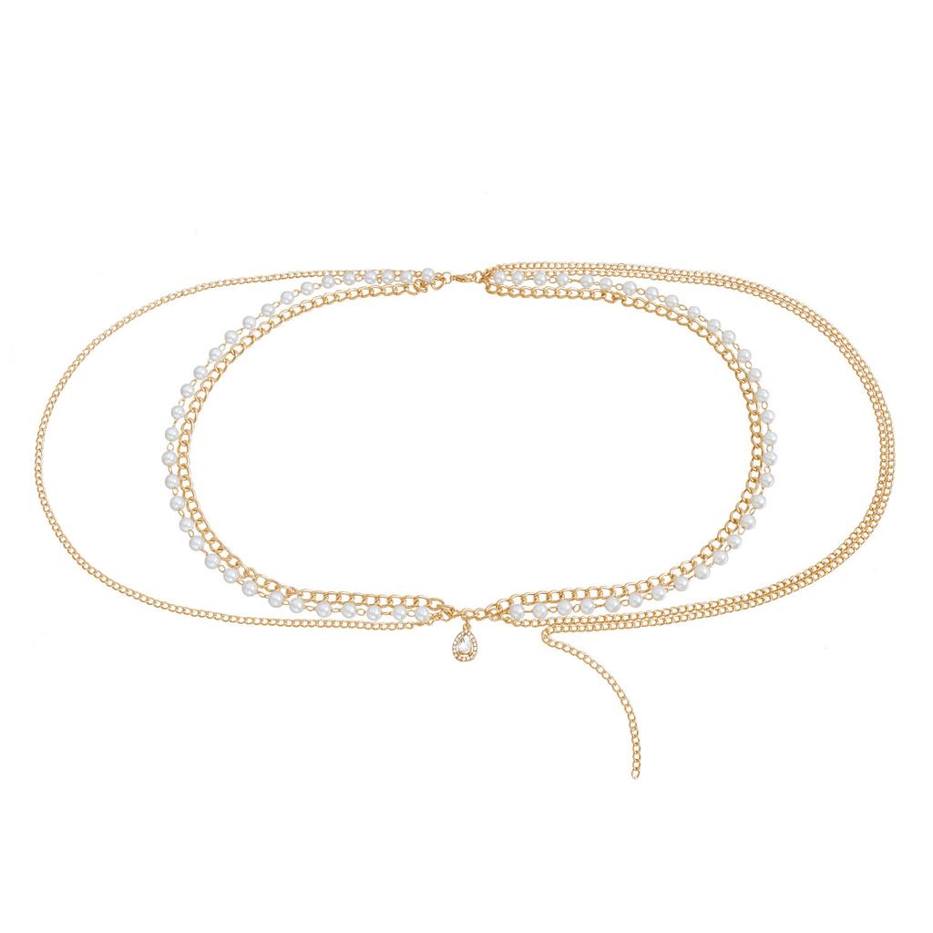 European and American foreign trade jewelry, bohemian white rice bead handmade beaded waist jewelry, casual beach shell waist chain