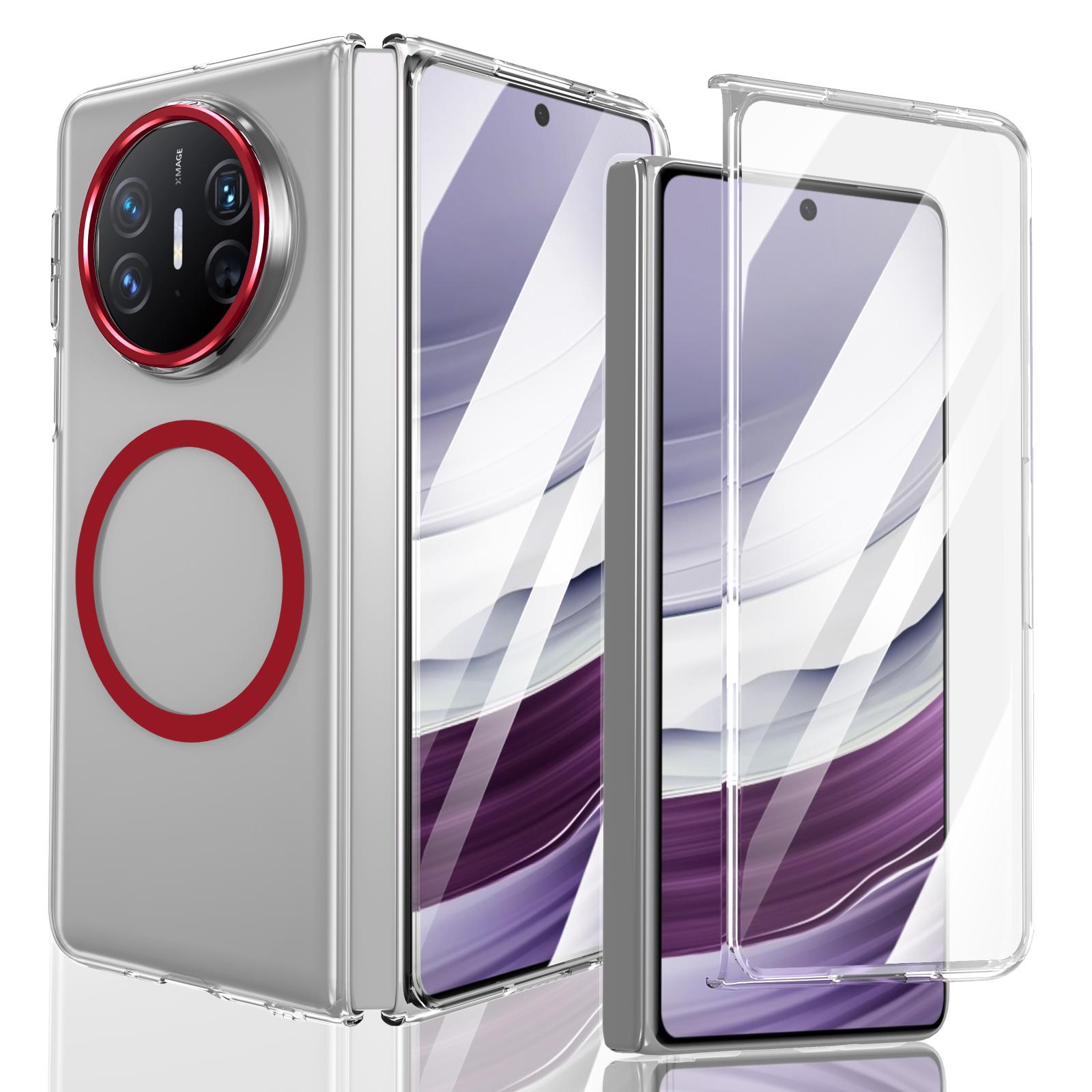 

For Huawei Mate X3 X5 PC Metal Lens Ring HD High Transparency Glass Front Film Anti Fingerprint Magnetic Phone Case For Mate X3