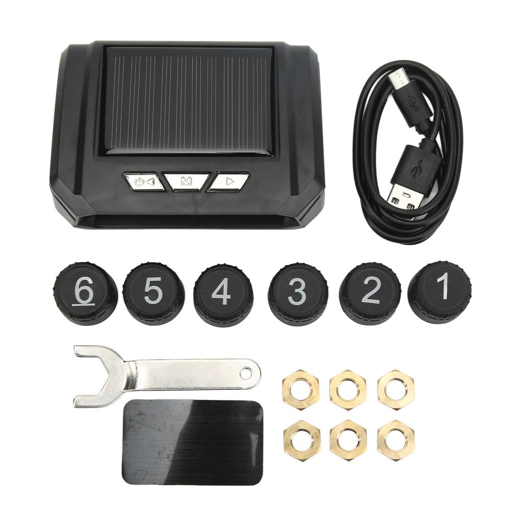 6-kołowy system monitorowania ciśnienia w oponach ciężarówki Bezprzewodowy monitor TPMS zasilany energią słoneczną z 6 czujnikami do lekkiej ciężarówki RV