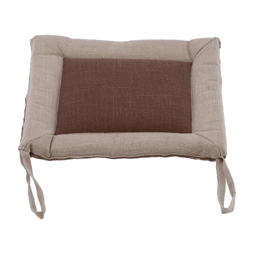 Linen Seat Cushion Coffee Color AntiDeformation MultiLayer Cotton Linen Chair Cushion with Fixable Straps