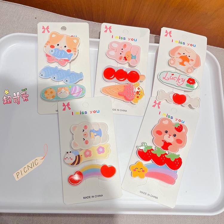 Korean Style Cute Bear Hairpin Set for Women – Summer Girlish Heart Bangs Clip