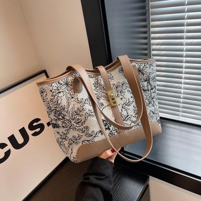 Borsa da pendolare alla moda di grande capacità per le donne 2023 Nuova borsa a tracolla versatile in stile western e per il tempo libero Borsa tote a contrasto popolare