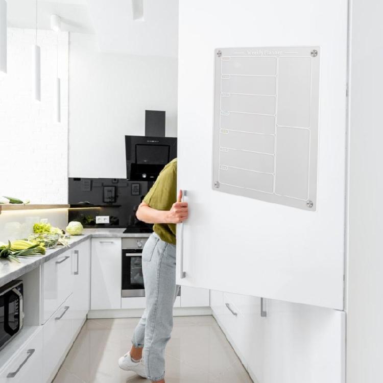 Dry Erases Board Acrylic Magnetic Meal Planner Weekly Calendar with 6 Colors Markers Menu Board for Refrigerator