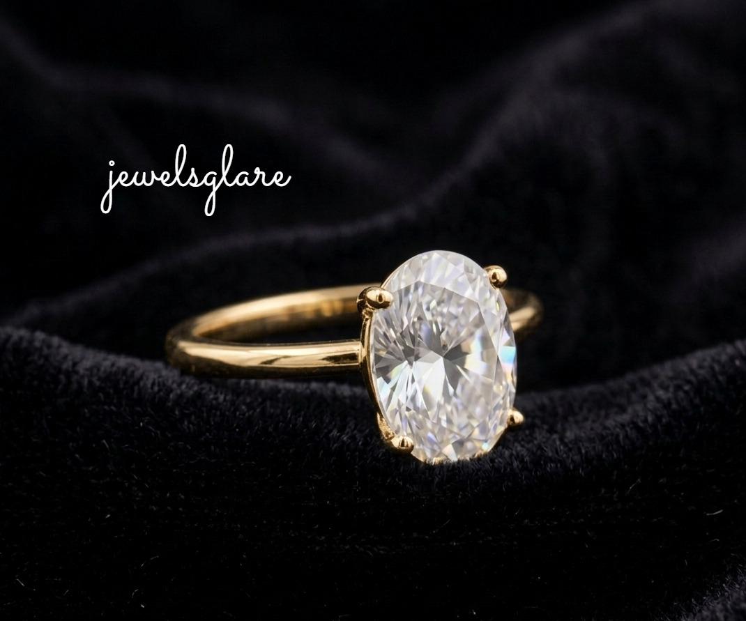 Oval Cut Moissanite Solitaire Ring,3CT