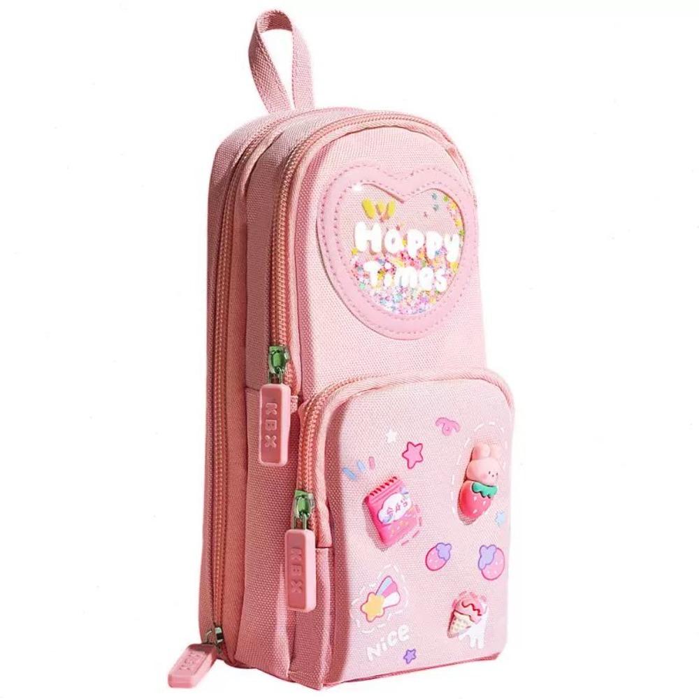 6 Pockets 3 Layers Pencil Case Cute Organizer Storage Bag Backpack Shape Cartoon Pen Box  Girls