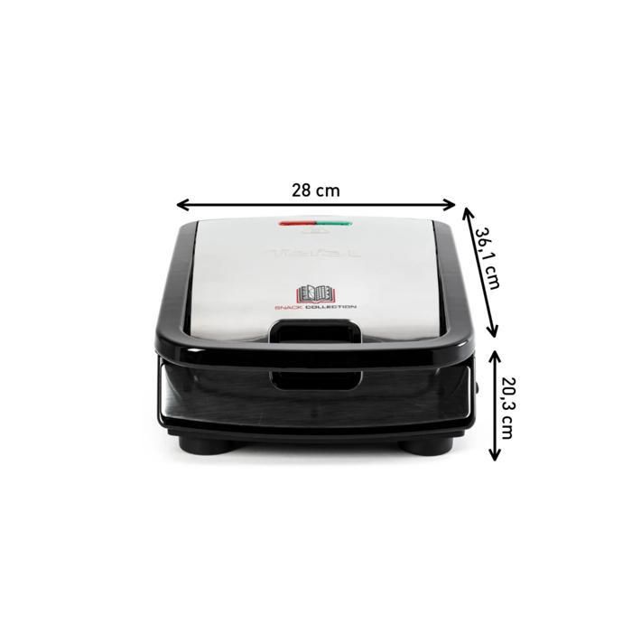 Tefal croque gaufre snack collection noir et gris + 2 plaques incluses sw853d12