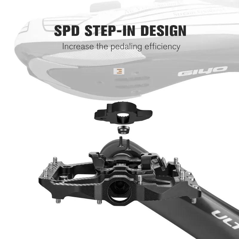 CXWXC Dual Function Platforms Flat / Clipless MTB Pedals SPD Cleats 3 Sealed Bearings Bike Pedals Road Bmx Pedals For Bicycle