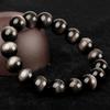 Double Eyed Beaded Silver Obsidian Bracelet Fashion Crystal Round Beads Hand String Jewelry