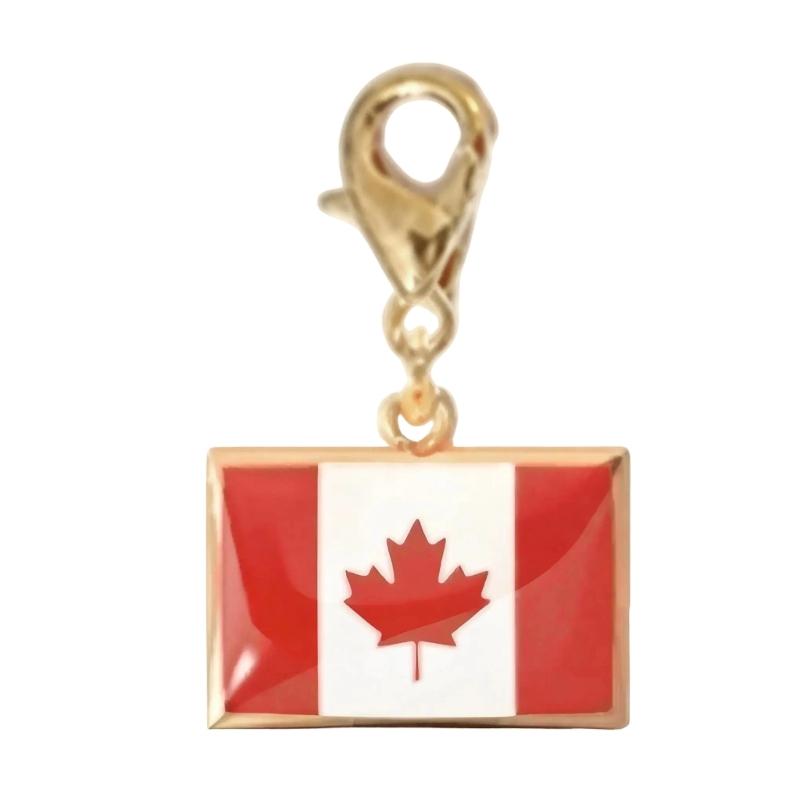 Braccialetto con Charm Bandiera in Acciaio Inossidabile con Moschettone, Gioiello Ciondolo Paese per Regalo di Viaggio Accessorio Stile