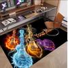 Music Guitar Theme Soft Crystal Velvet Rug Custom Name & Text Print Non Slip Floor Rug for Bedroom Living Room