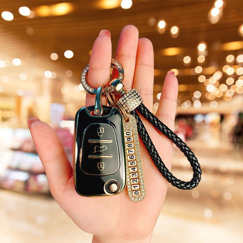 Applicable To Modern Langdong Car Key Cover Lead Picture Sonata 9 Tucson Bag Buckle Case Ix25/35 Rena Men and Women