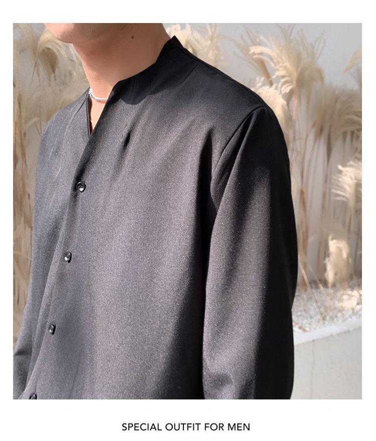 Men's Early Autumn Trendy Korean Ice Silk Long Sleeve Shirt