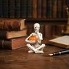 Dark Aesthetic Table Centerpiece Vintage Skeleton Holding Pumpkin Statue, Halloween Resin Figurine, Gothic Retro Party Decor Desktop Ornament