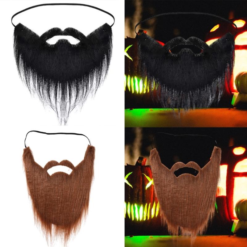 Barba Finta di Halloween Baffi Finti Divertenti Accessori per Travestimenti Baffetti Peli Facciali con Cordino Elastico Regolabile