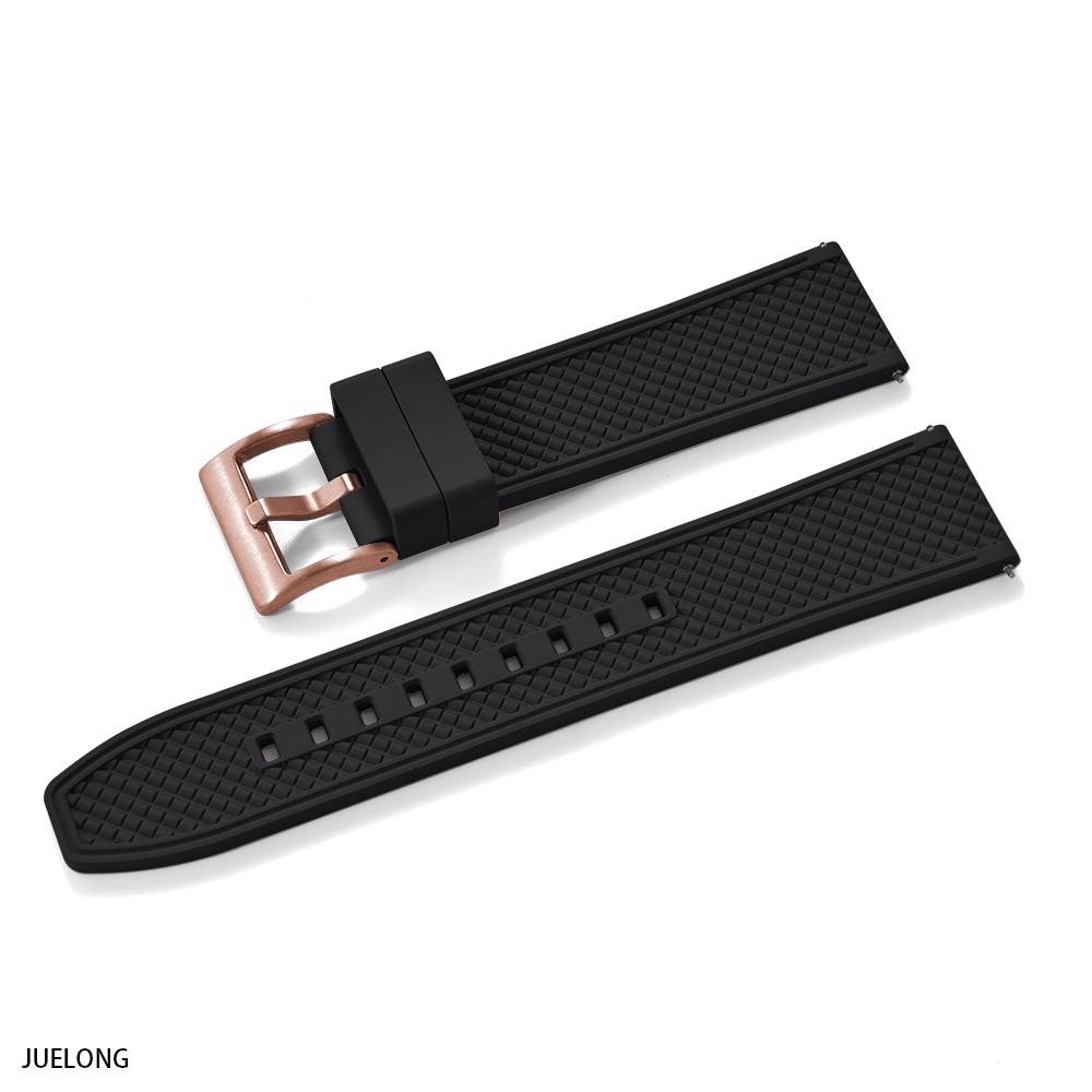 Professional Diving Watch Band FKM Rubber Strap 18mm 20mm 22mm 24mm Quick Release Bullet Shape for Dive Watch Waterproof Durabl