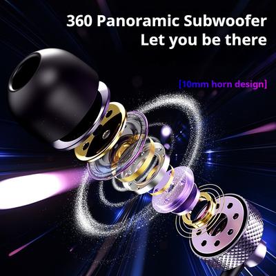Metall-Design Typ C & 3,5 mm Kopfhörer für Samsung Stereo-Sound-Kopfhörer Kabelgebundene Steuerung In-Ear-Headsets Gaming-Ohrhörer Freihändig