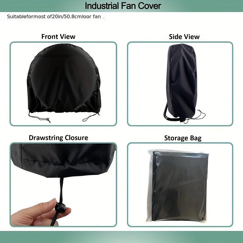 Universal Fit Industrial Outdoor Fan Cover Oxford Fabric Silver Coated Waterproof UV Dust Proof Heavy Duty Protective Case