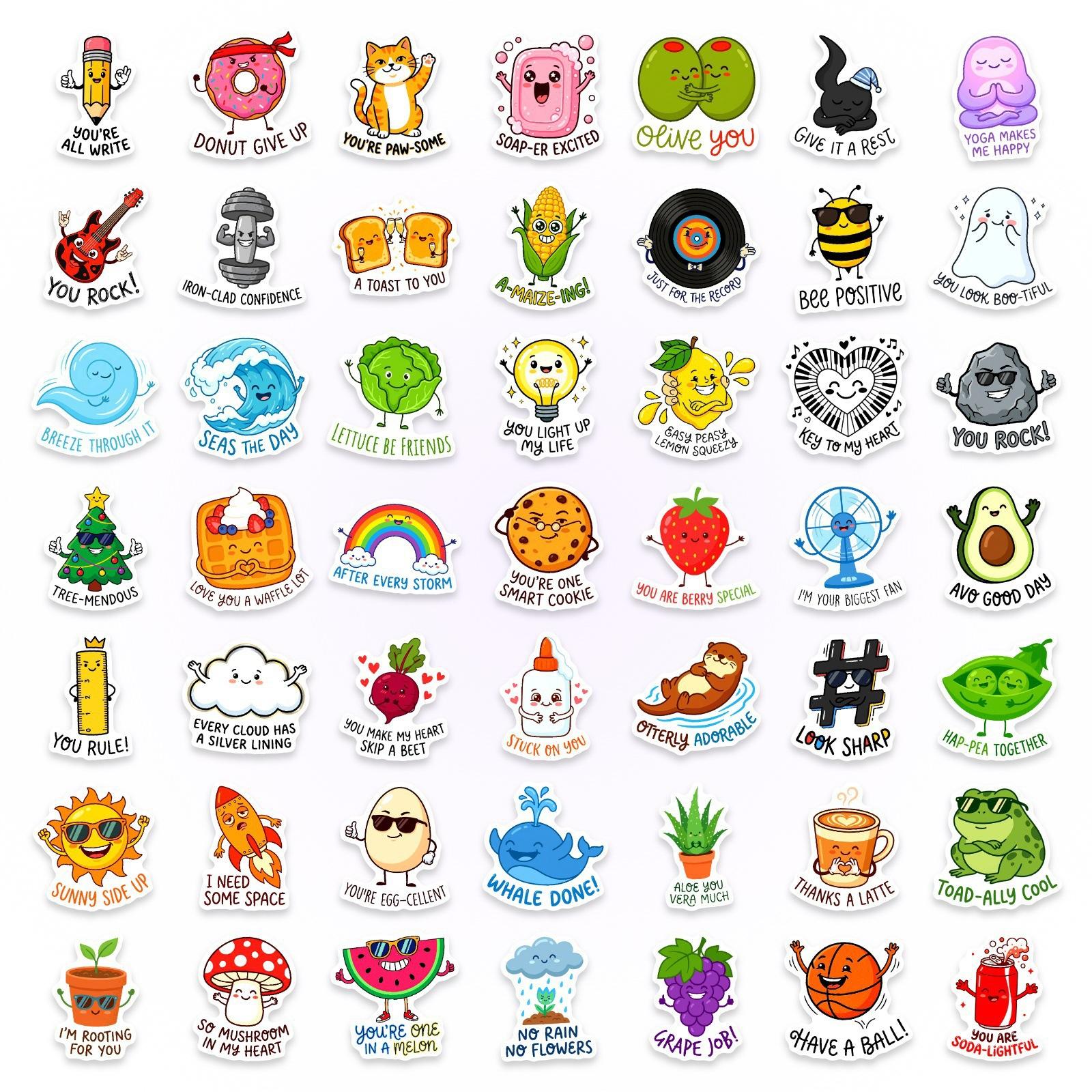 50 Cute Children S Early Education Pun Stickers Fun Homophonic Stems Incentive Reward Stickers