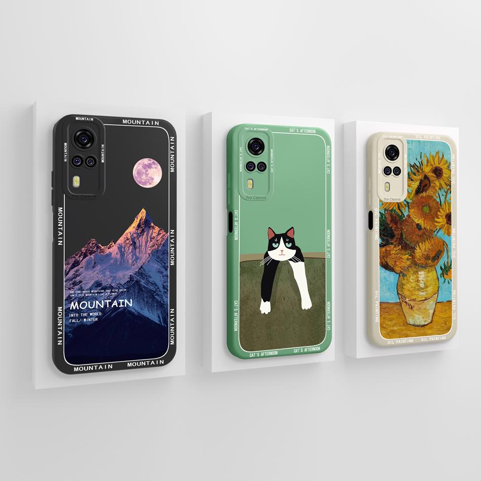 Per Vivo Y51 Y51A Y53S Y31 Y33 Custodia Squisita Cover Posteriore per Telefono Per Vivo Y 51(2020) Y 31 (2021) Cover Morbida in Silicone Liquido