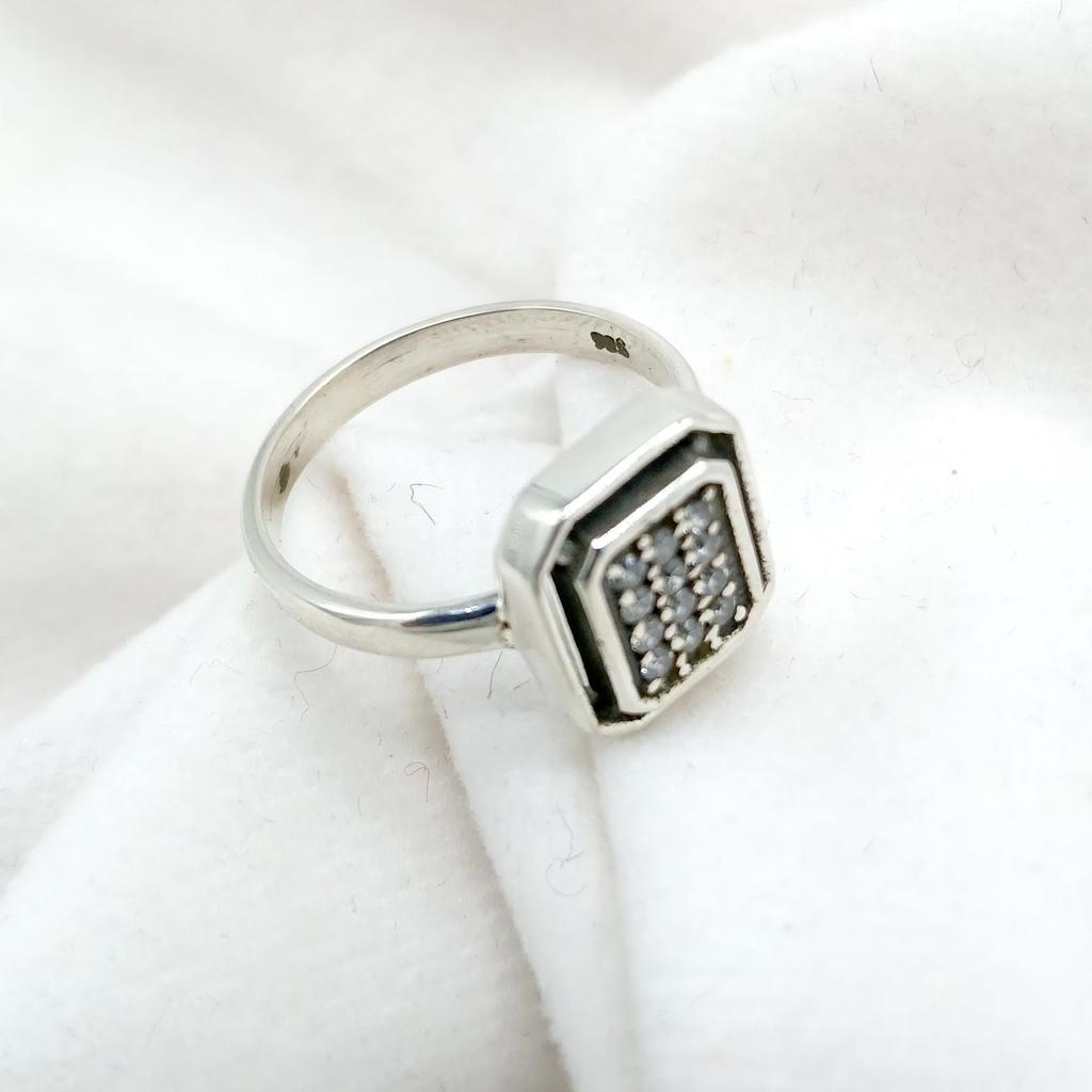 925 Sterling Silver CZ Handmade Women Ring, Anniversary Gift Ring, Wedding Gift Ring, Square Men Simple Ring