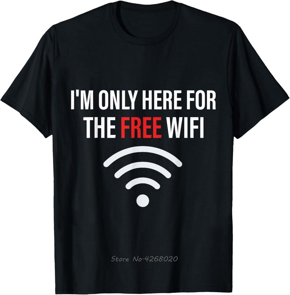 Funny Sarcasm Quote Free WiFi Tshirt Math Equation Novelty Mens Clothing Fitness T Shirt Printed Graphic Cotton Tshirt
