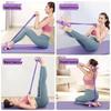 6-Tube Foot Pedal Resistance Band - Sit-Up Assist & Stretch Fitness Equipment for Shoulder & Back