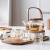 Hanyou Acacia Wood Glass Teapot with Wooden Lid