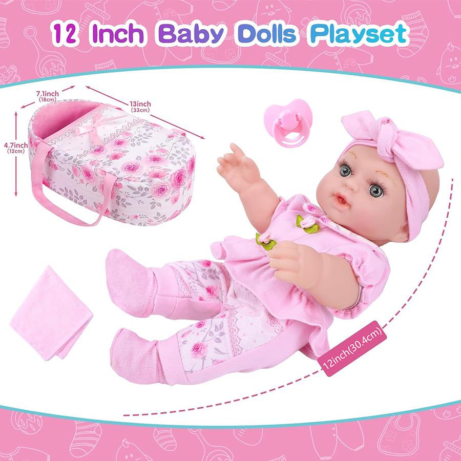 Simulation Doll Cute Pink Clothes with Sleeping Bag 30CM Reincarnation Doll Girl Gift