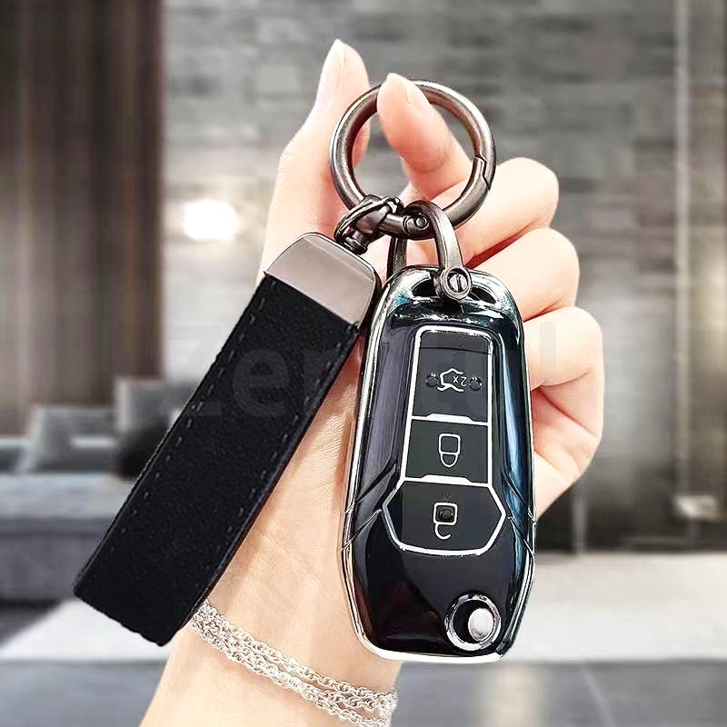 Tpu Shell Car Key Fob Case Cover For Ford Explorer Fiesta Ka Mondeo F-150 F-250 F-350 Ranger Smart Keyless Protector Keychain