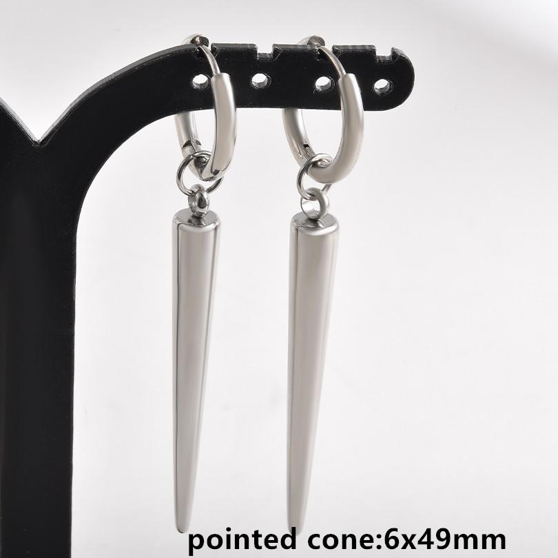 Nicht verblassend Unterschiedliche Länge Spitzkegel Hängeohrringe Edelstahl Runde Creolen für Damen Herren Schmuck Ohrpiercing Geschenk