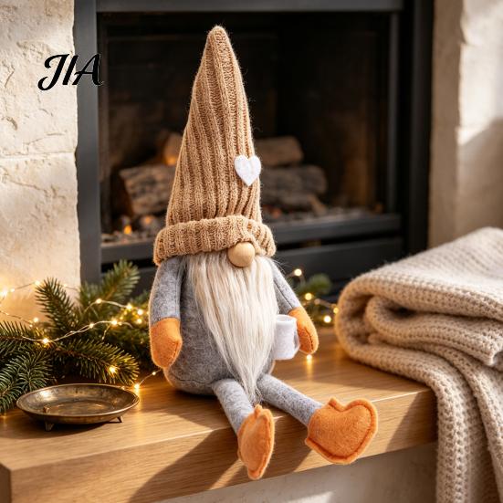 Neutral Christmas Gifts for Friends Gnome Plush Decoration with Long Legs, Faceless Handmade Fabric Nordic Style Ornaments Doll Figurines, Sitting Elf