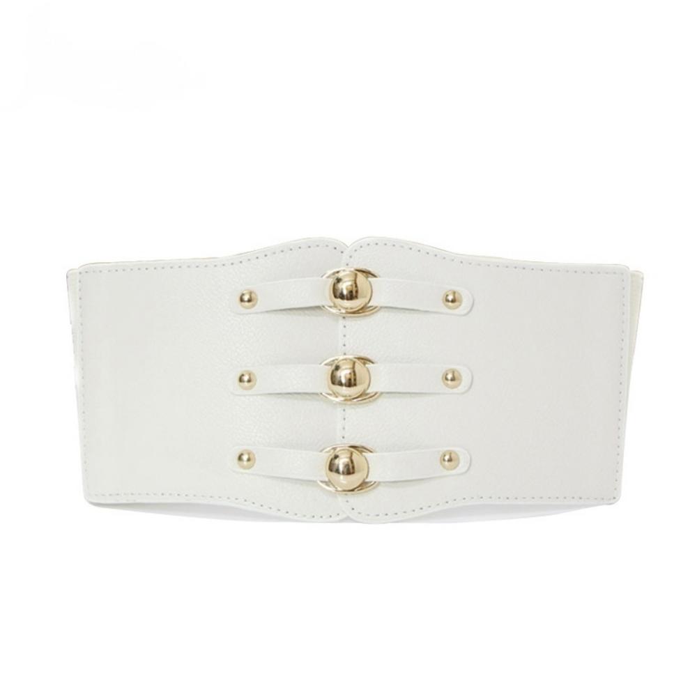 Fashion Wide Belt New Metal Buckle Elastic Waistband Leather Rivet Ultra Wide Belt Chain Belt Corset Belt for Women
