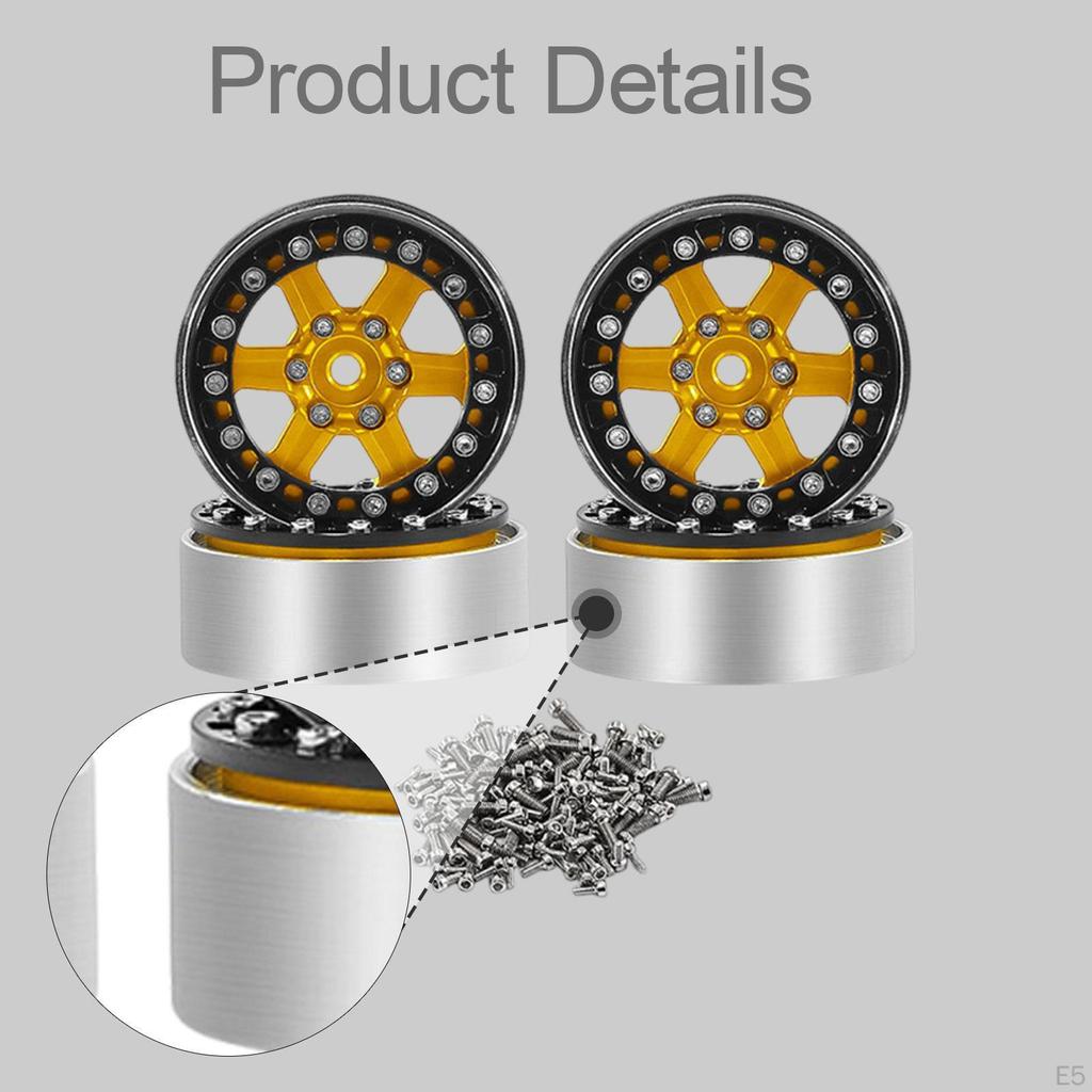 4 Pieces 1/18 1/24 RC Crawler Wheel Rims Accessories Easy to Install Direct Replaces Professional