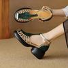 Zapatos de Mujer 2025 Nueva Tendencia de Verano Cómodos Zapatos de Tacón Bajo Baotou Casual Hebilla de Una Sola Tira Sandalias Romanas de Moda
