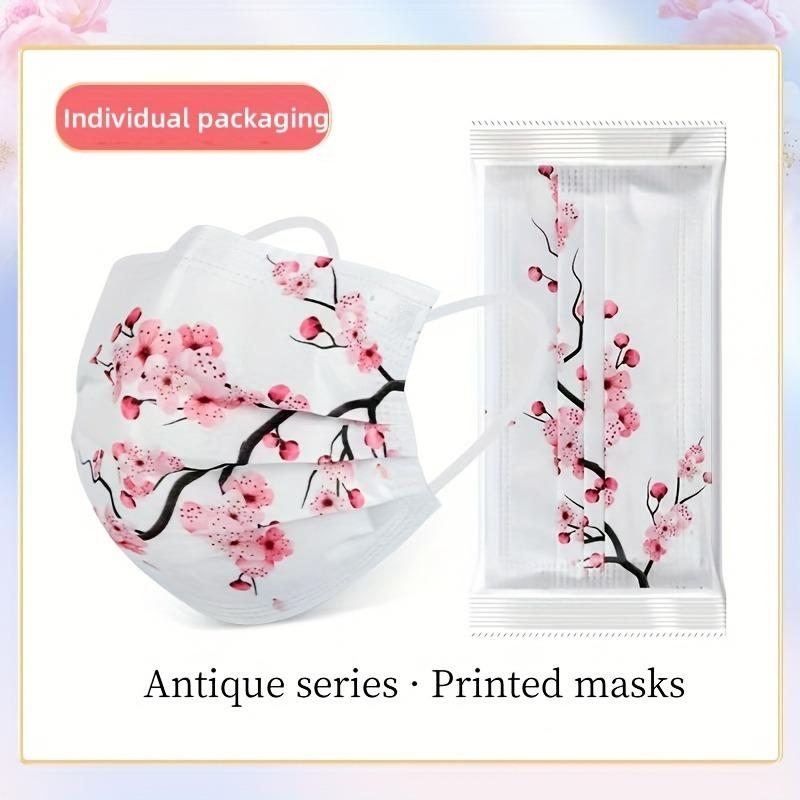10pcs Romantic Floral & Starry Sky Print Face Masks for Women, 3-Layer Woven Polypropylene, Elastic, Breathable & Sun-Protective