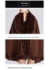 Women's Imitation Rex Rabbit Fur Collar Shawl Cape - Large Size, Knitted Loose Fit Cardigan for Autumn and Winter