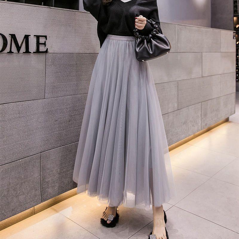 Half-length Skirt Women's Net Gauze Skirt Large Skirt Mid-length Gauze Skirt Net Yarn Breathable Large Skirt